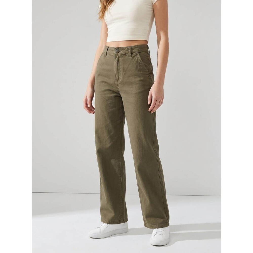 Cotton On Olive Green Wide Leg Pants Casual Trousers Size EU 38 US Small